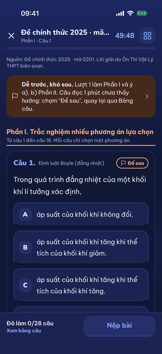 Làm đề chính thức 2025, Phần I